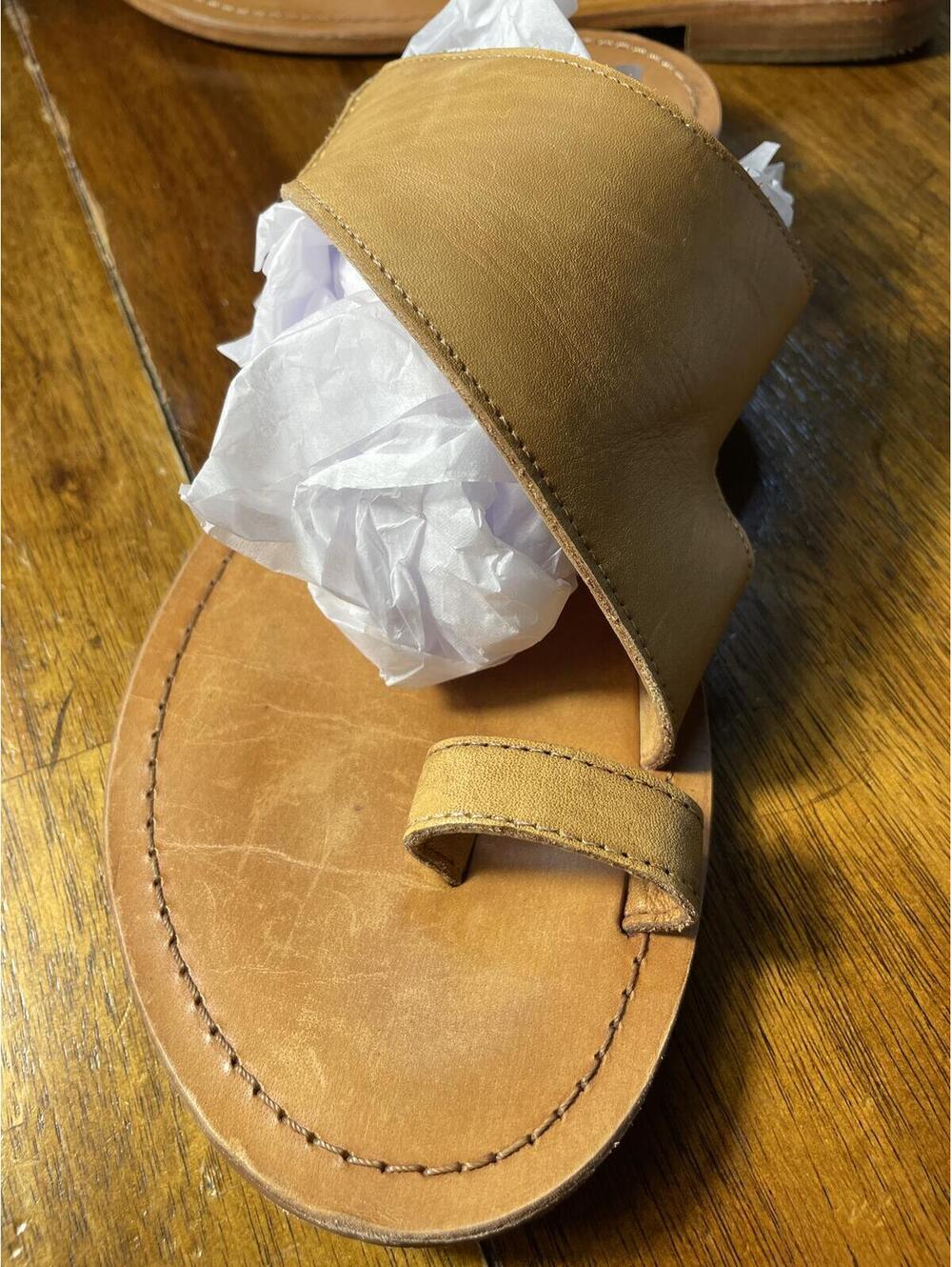 Free People  Leather Slide Sandals Women's Size 38.5 Tan - Picture 6 of 6